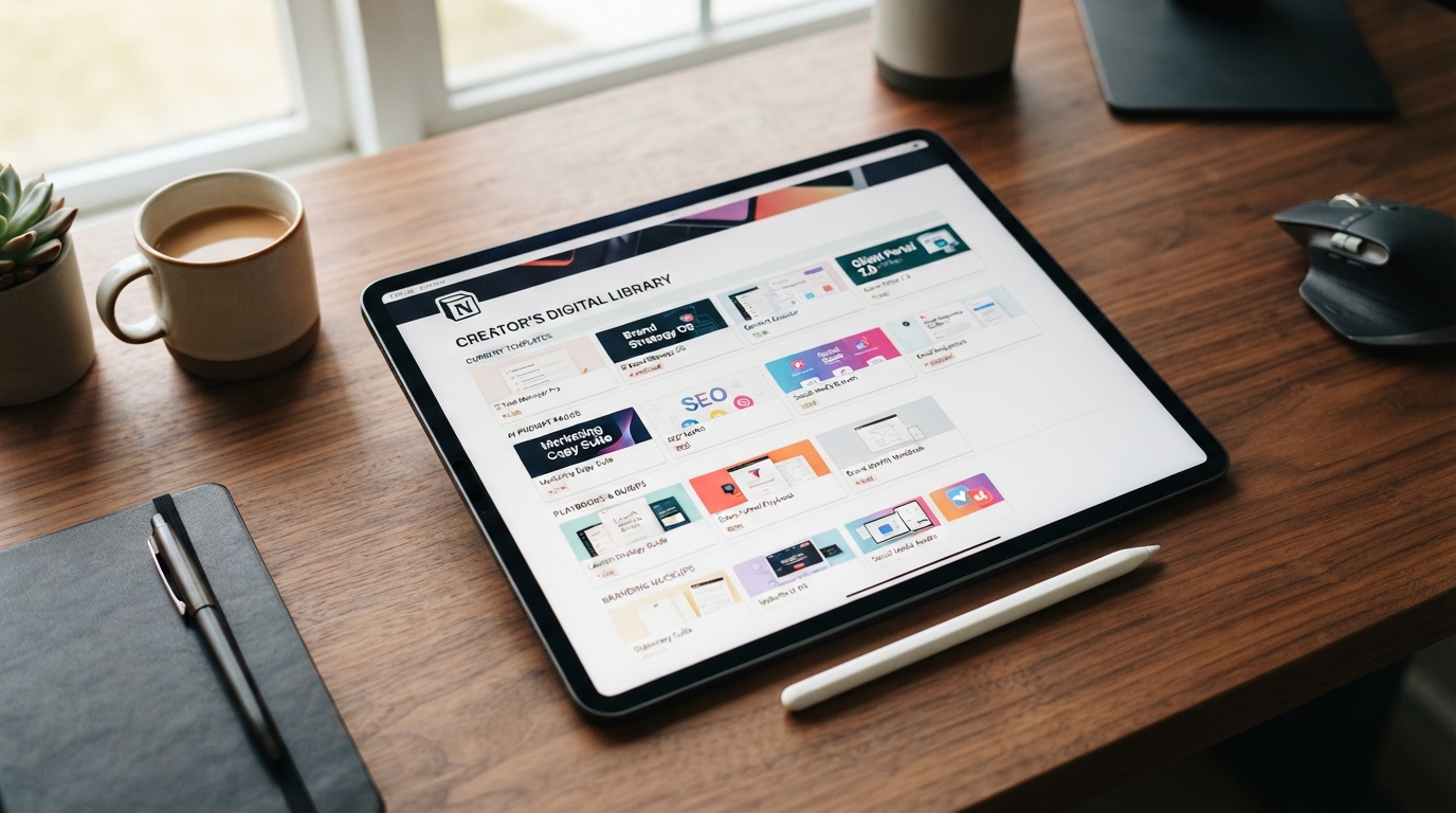 Digital product library rendered cleanly on iPad