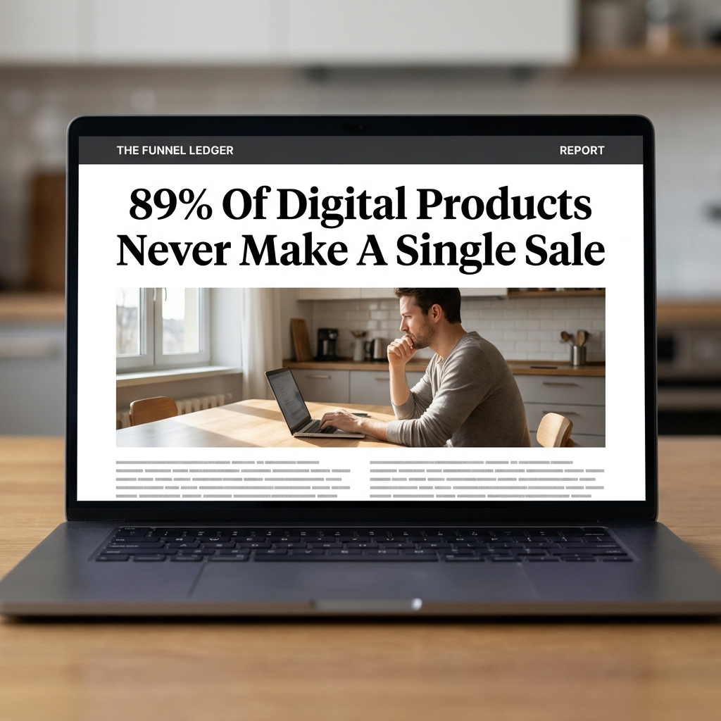 Device Mockup · "89% Of Digital Products Never Make A Single Sale"