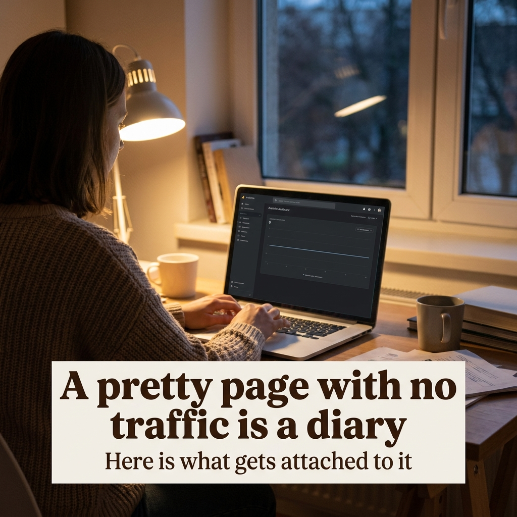Photo + Quote Box · "A pretty page with no traffic is a diary"